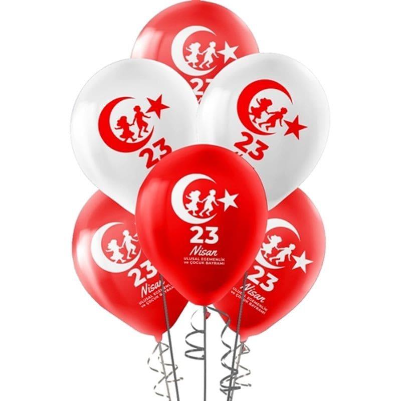 23 Nisan Balonları Kımızı Beyaz Baskılı Balon